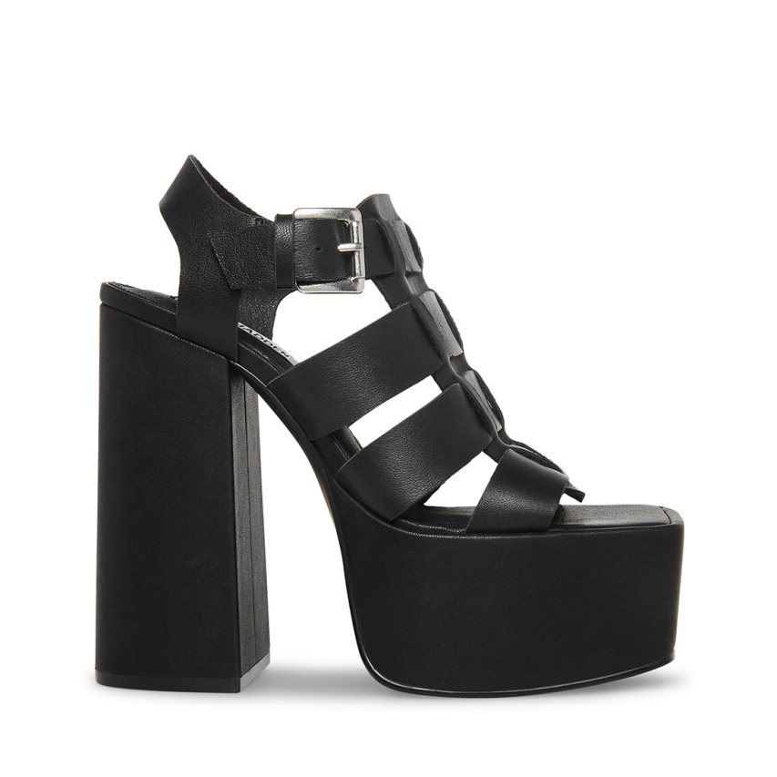 Sandalias de Plataforma Steve Madden Tranquil Cuero Mujer Negras | ES LOSE36